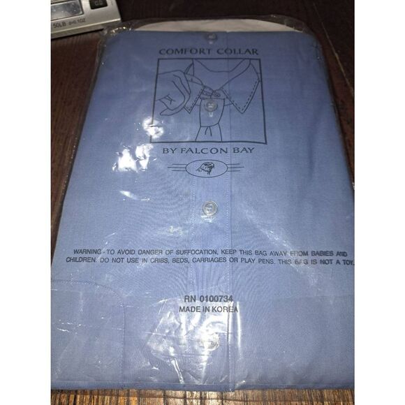 New Size 17 Falcon Bay French Blue Long Sleeve Button Dress Shirt w Collar NWT - Picture 4 of 4